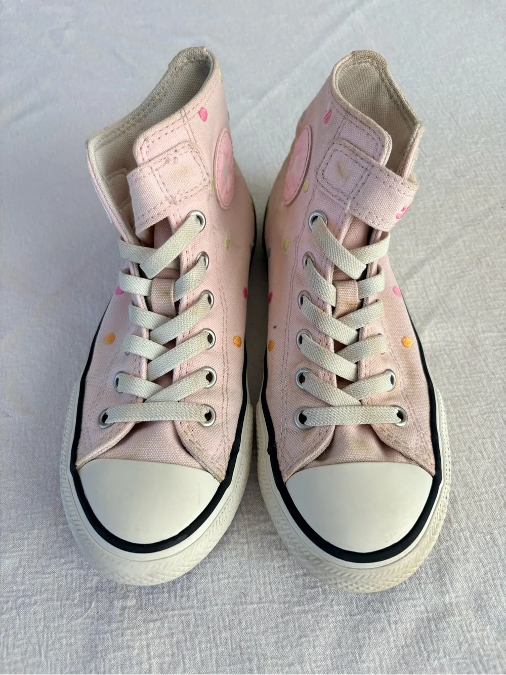 Converse Kids Pink High-Top Sneakers with Multicolor Dots - Picture 1 of 5